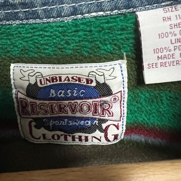 Vintage Reservoir Sportswear Jacket Men XL Jean Denim Flannel Lined Work Shacket - Picture 3 of 13